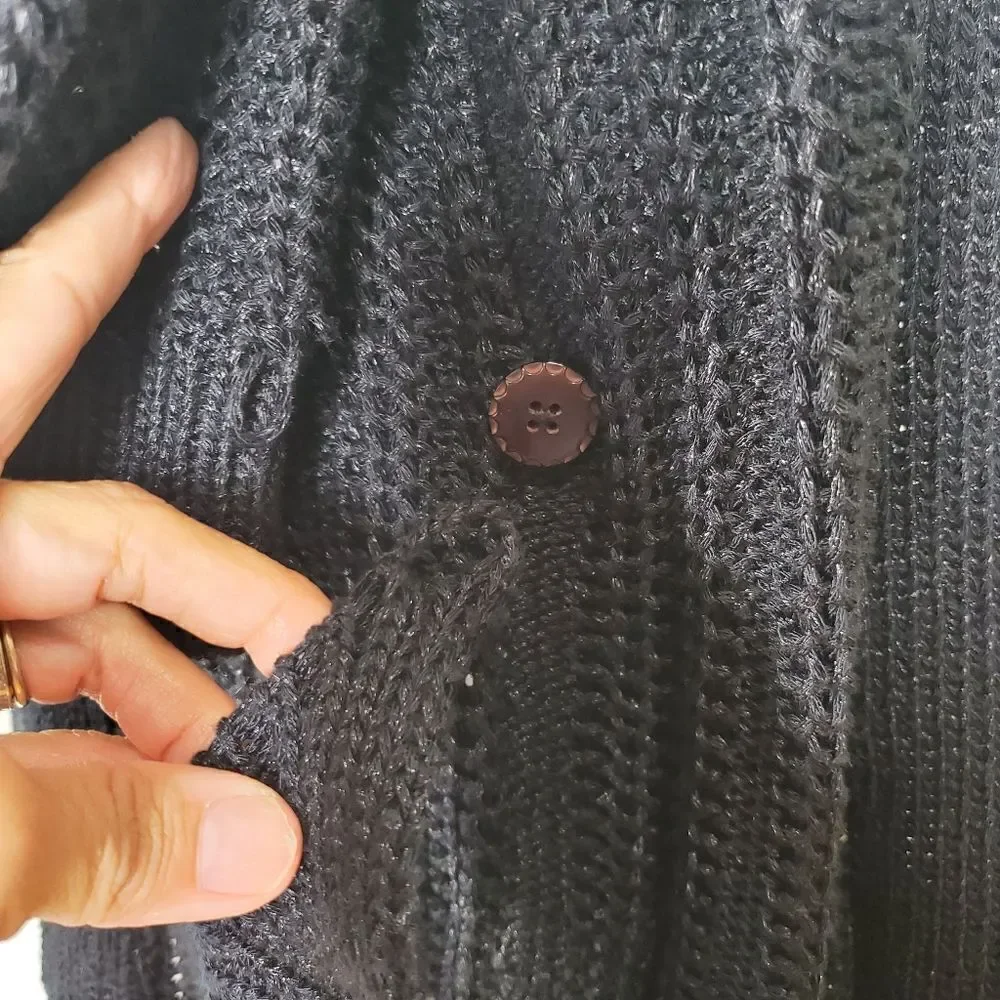 Moth By Anthropology Rib Knit Sweater Cardigan Black Large